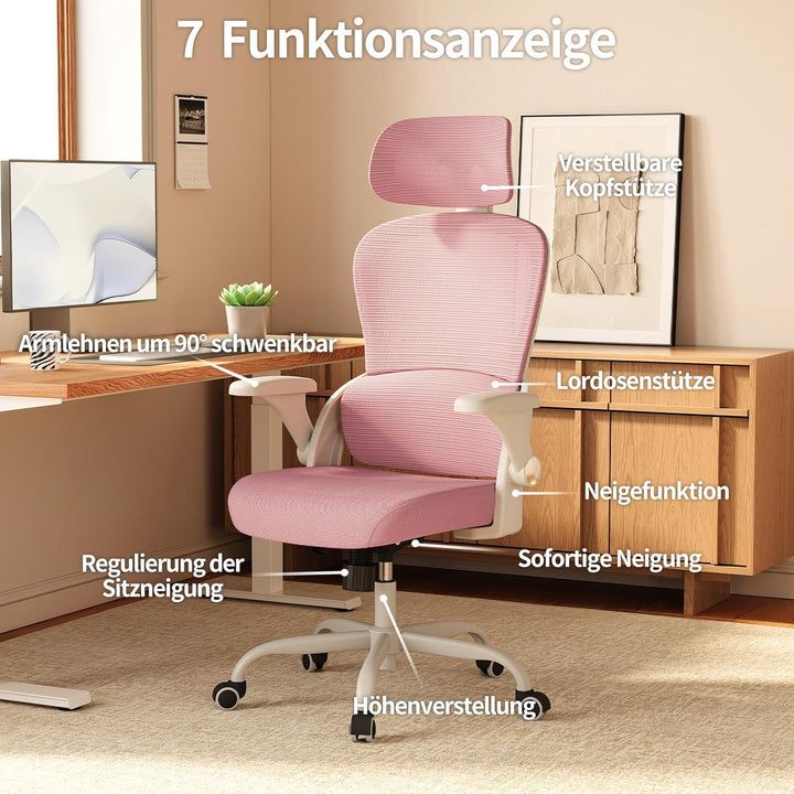TRALT Ergonomischer Bürostuhl - Schreibtischstuhl mit Verstellbare Kopfstütze Höhenverstellbarer Bür