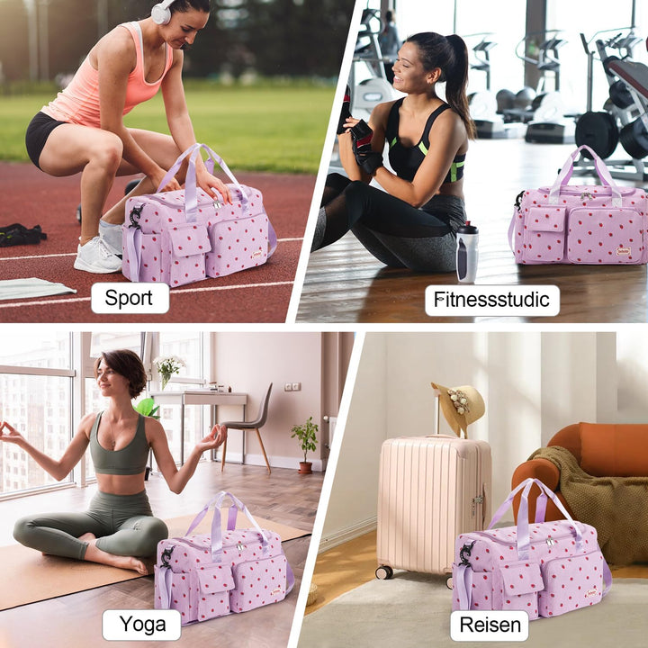 Ghope Sporttasche Reisetasche Mädchen Damen mit Schuhfach und Nassfach, Schwimmtasche Badetasche Tee