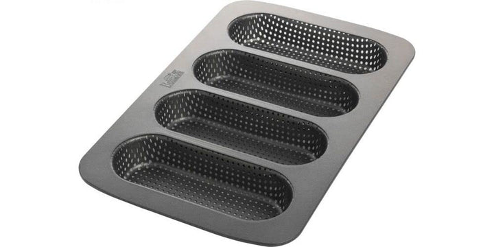 Birkmann, Laib &amp; Seele, Mini-Baguetteblech, perforierte Baguetteform aus Karbonstahl für 4 Mini-Bagu