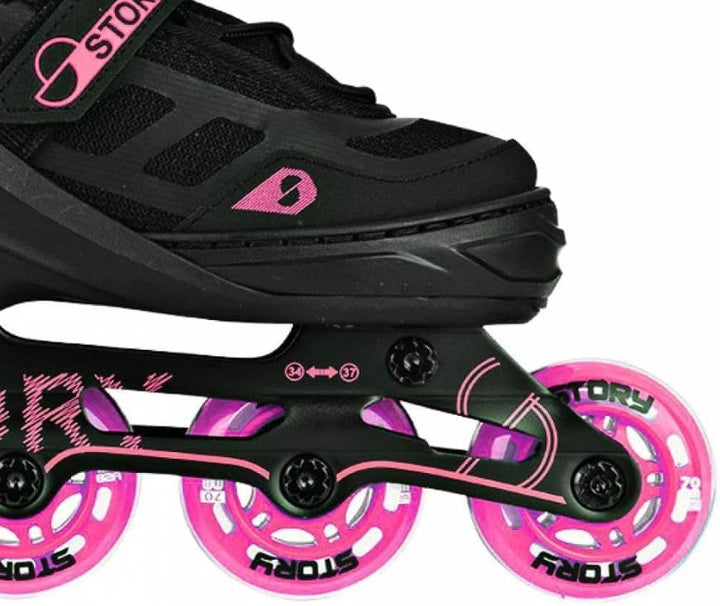 Story Fusion verstellbare Inline-Rollschuhe, rosa, leichte Aluminiumkonstruktion, atmungsaktives Mes