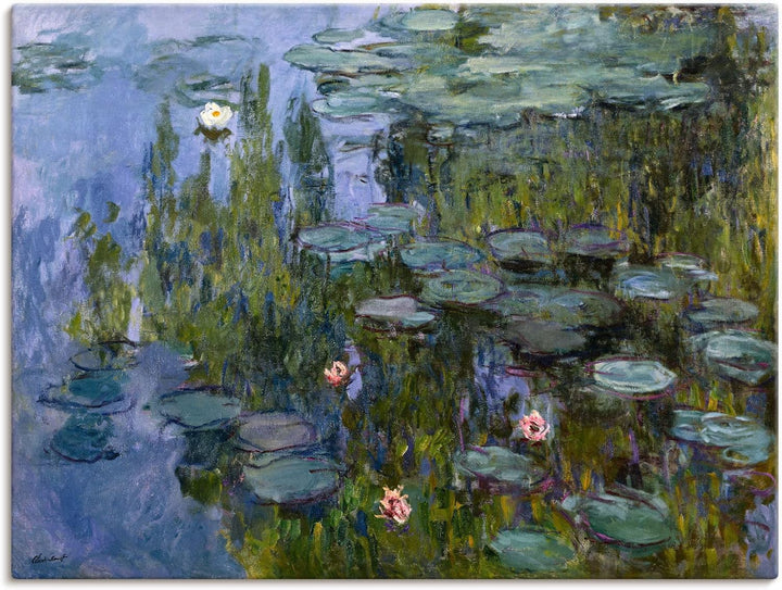 ARTland Leinwandbilder Wandbild Bild auf Leinwand 40x30 cm Wanddeko Teich See Pflanzen Blumen Seeros