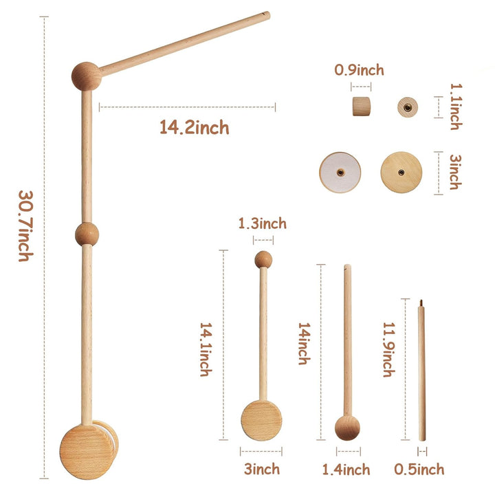 Mobile Halterung für Babybett, Holz Mobile Halterung Wickeltisch für Aufhängung Mobile baby, Geburt