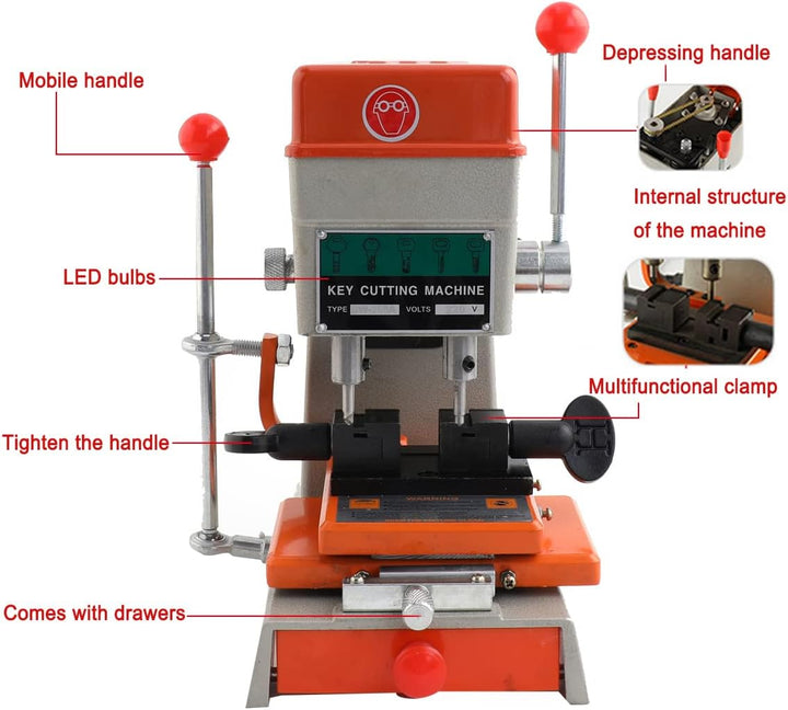 CDZHLTG Schlüsselkopiermaschine, 120W Professionelle Universal Schlüsselfräsmaschine Säulenbohrmasch
