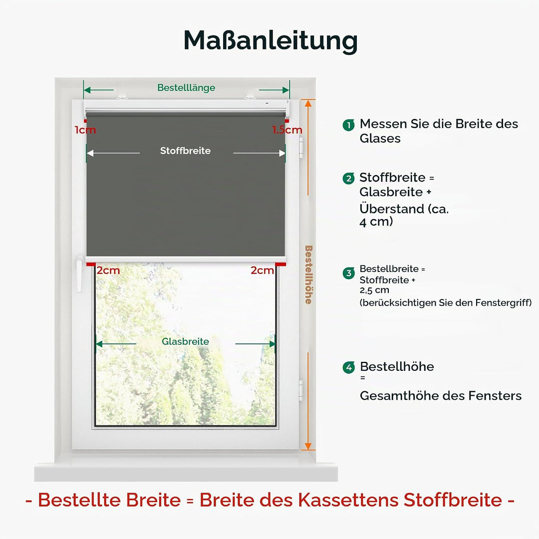 Allesin Wiederaufladbare Verdunklungsrollo ohne Bohren, (45x100cm,Anthrazit) Elektrische Rollo Innen
