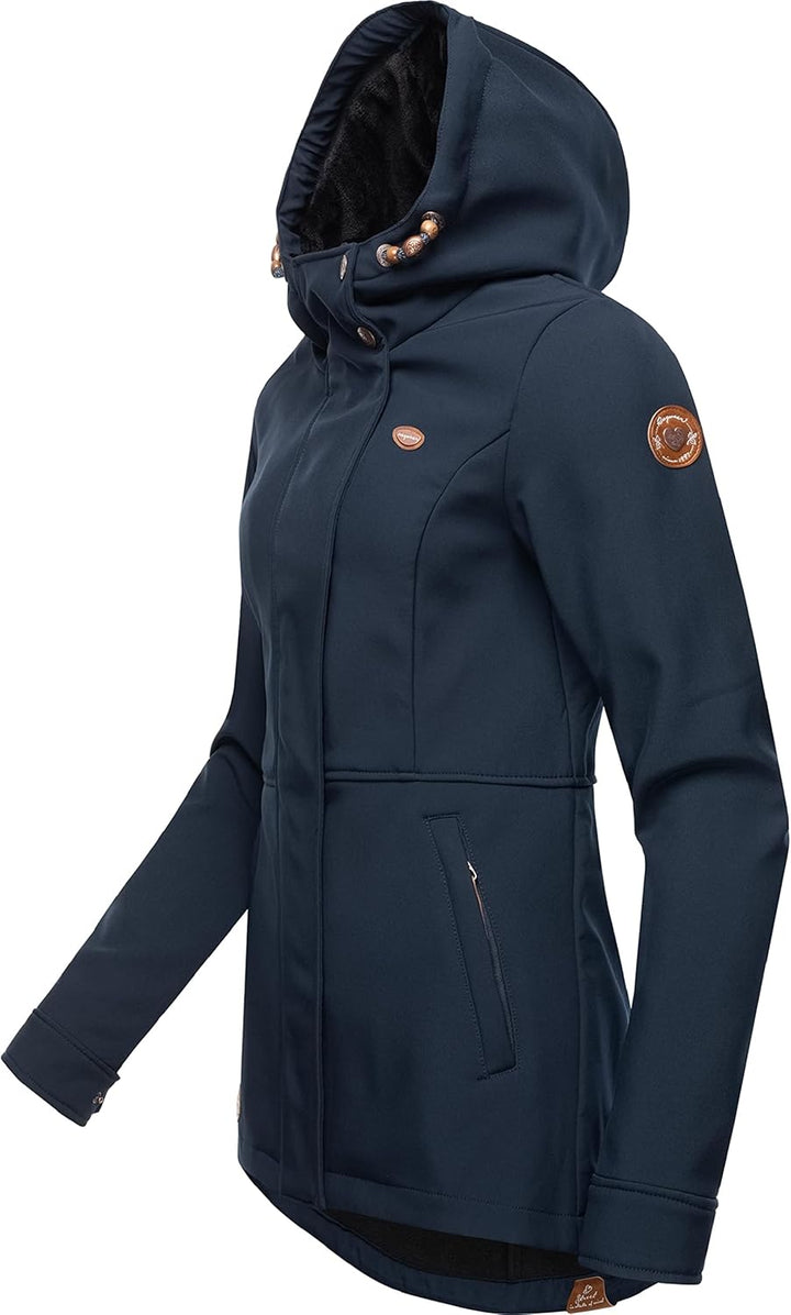 Ragwear Damen Sotfshelljacke Übergangsjacke mit Teddyfleece-Kapuze Yba Intl XS-6XL 5XL Navy22, 5XL N