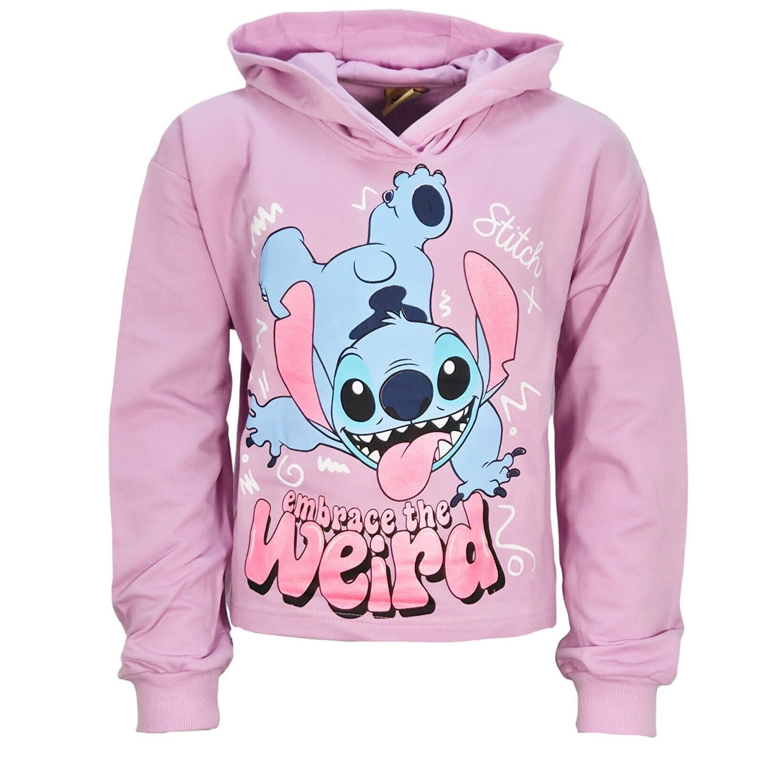 EplusM Stitch Mädchen Hoodie – Kapuzenpullover „Embrace The Weird“ – Gr. 134–176 – Offizielles Lizen