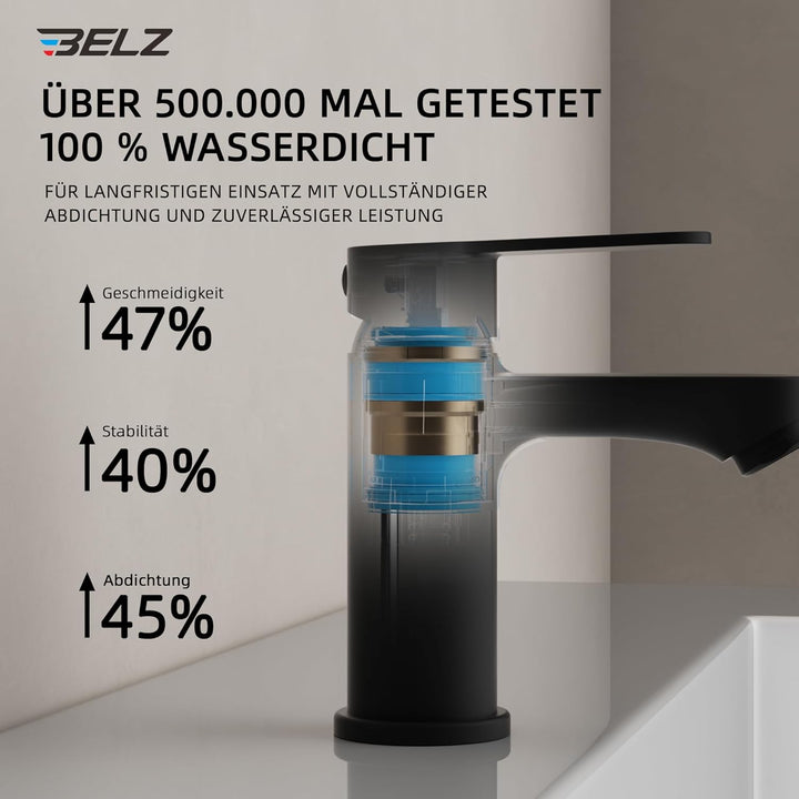 BELZ Wasserhahn Bad, Einhebel-badarmatur, Armatur Badezimmer, Mischbatterie Bad, Wassersparend, Ener