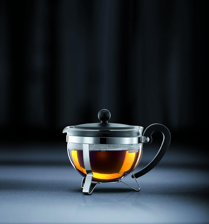 Bodum 1975-01 CHAMBORD Teekanne (Farbiger Plastikdeckel, Filter, Hitzebeständig, 1,0 liters) schwarz