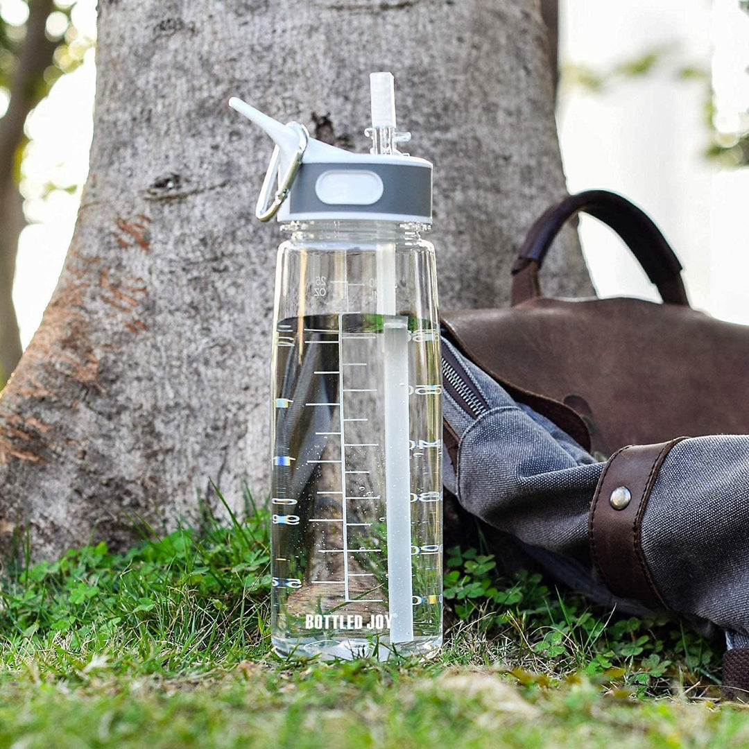 Louis Donné 800ml Transparent Auslaufsicher Trinkflasche Sports Wasserflasche Mit Zeitmarkierungs-Tr