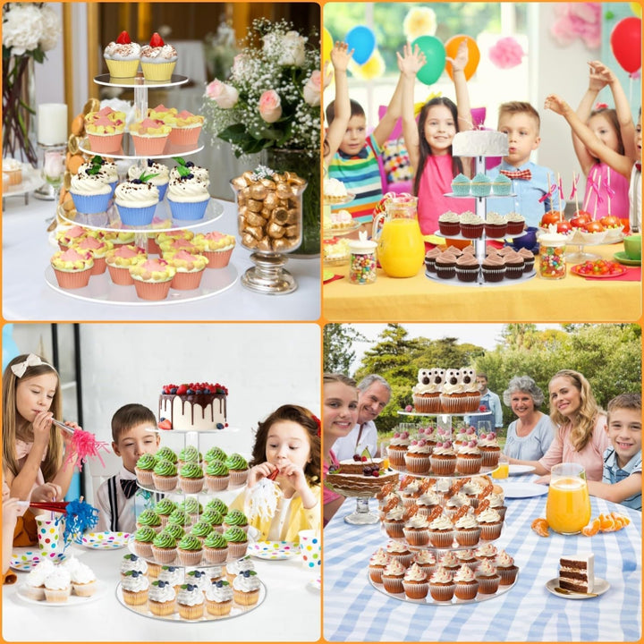 LATERN 4-Stöckig Cupcake Ständer, Rund Acryl Cupcake Turm Transparenter Etagen Präsentationsständer