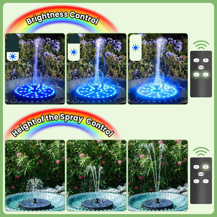 SZMP Solar Springbrunnen mit die Fernbedienung 2026 Upgrade, 6W 54 LED-Lichtern Solarbrunnen Teichpu