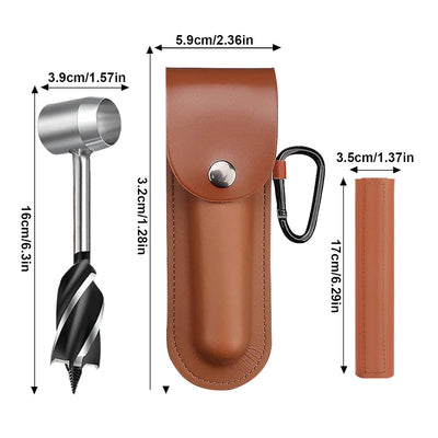 Handschneckenbohrer bushcraft,manueller Überlebensbohrer mit Lederhülle,handbohrer set,Outdoor Handb