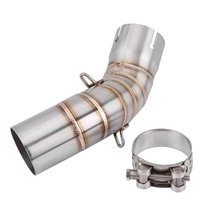 Motorrad Auspuff Mittelrohr, Motorrad Edelstahl kurz 51Mm Wollschlupf Auspuffsystem Mittelrohr Link