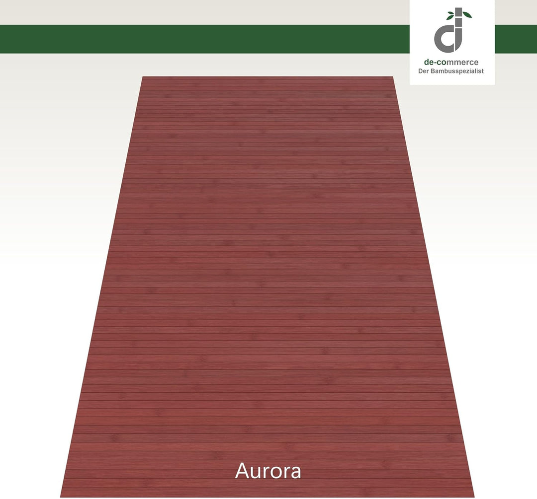 DE-COmmerce Bambusteppich Massive Aurora, 40x60 cm, 17mm gehärtete Stege, Teppich ohne Bordüre, Bamb