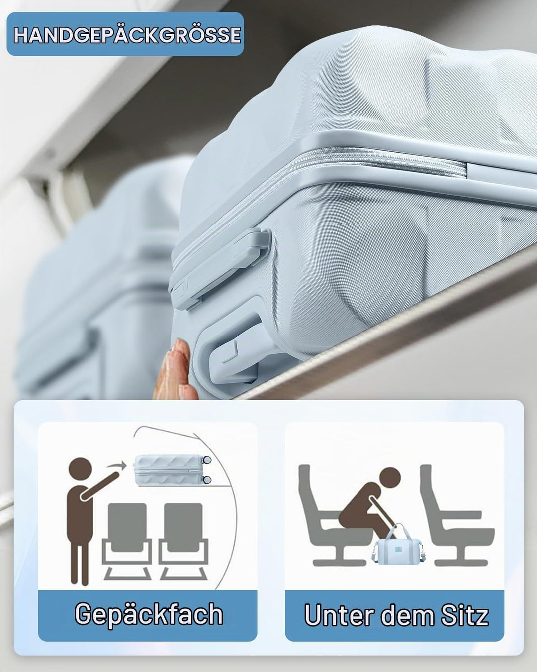 Sea choice Handgepäck Koffer Trolley ABS Leicht Reisekoffer Hardschale 4 Rollen und TSA Schloss Mit