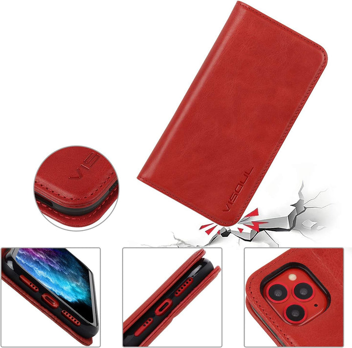 VISOUL iPhone 11 Pro Hülle, Stossfeste Handyhülle [100% Rindsleder] [RFID Blocker] [Auto Sleep/Wake]