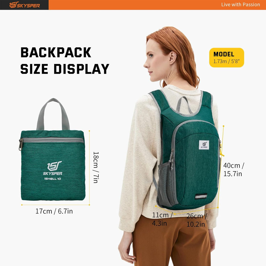 SKYSPER 10L/15L/20L Faltbarer Rucksack Ultraleicht Tagesrucksack Wasserfest Daypack Reiserucksack Wa