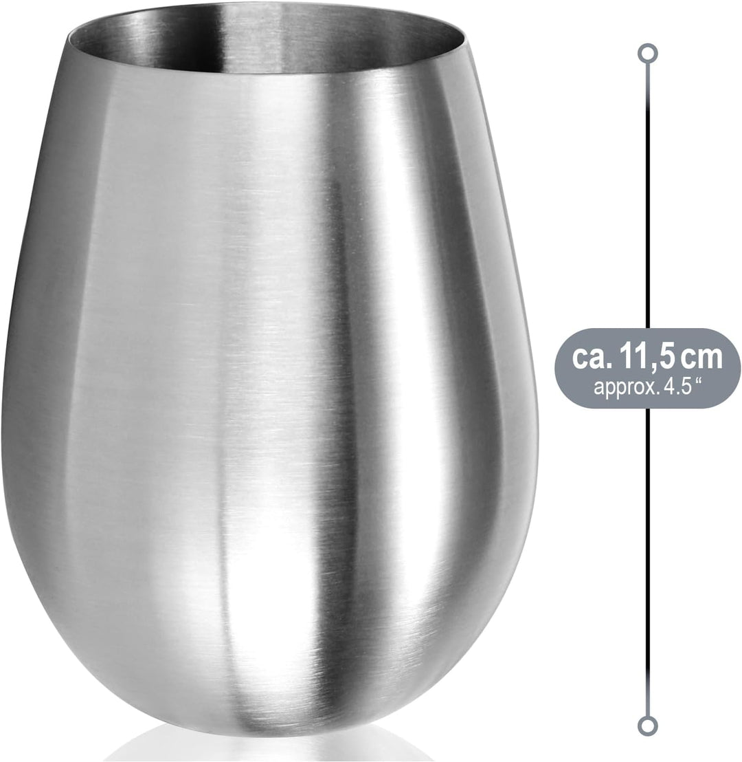 COM-FOUR® 4x Weinglas aus Edelstahl - Weinbecher 500 ml für Reisen - Edelstahl-Becher To Go - Stiell
