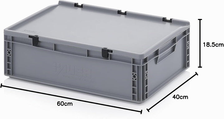 Auer Packaging Eurobehälter-Eurobox 60 x 40 x 18,5 cm mit Scharnierdeckel inkl. gratis Zollstock