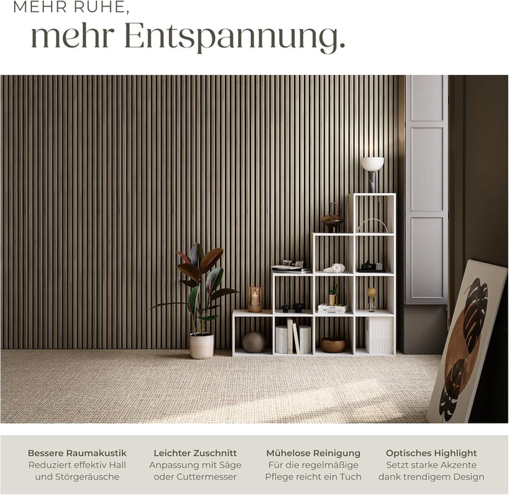 tectake® Akustikpaneele Echtholzfurnier 4er Set, effektiver Schallschutz, MDF, Schallabsorption, Sch