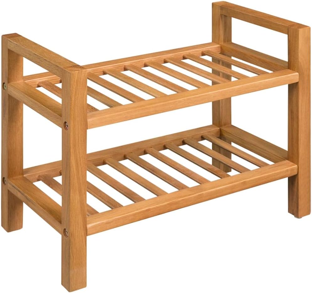 vidaXL Schuhregal Schuhaufbewahrung mit 2 Etagen Eiche Massiv 50x27x40 cm Abmessungen: 49,5 x 27 x 4