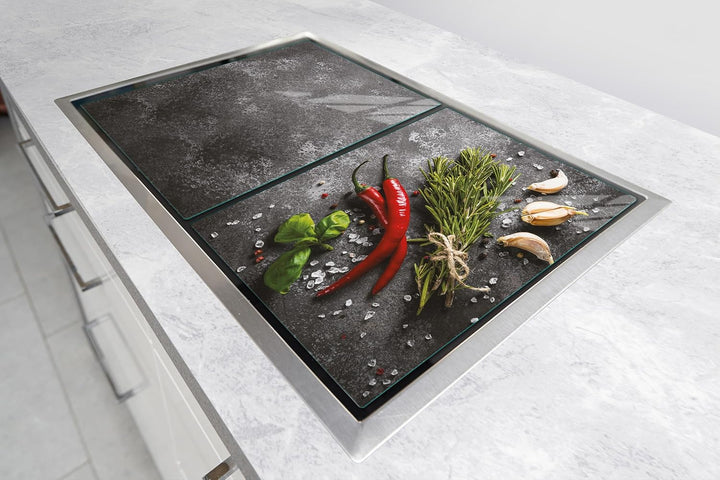TMK ArtDeko Herdabdeckplatte 2 Teilig 40x52 + 45x52 cm - Spritzschutz Herdabdeckung – Herdschutz aus