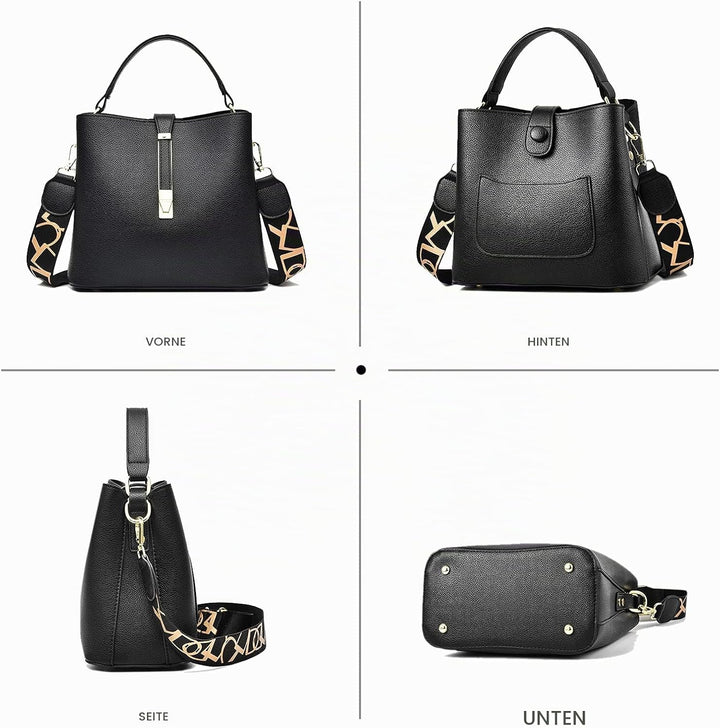NICOLE &amp; DORIS Leder Handtasche Damen Designer Frauen Umhängetasche mit Kartenfächer Shopper Klein T