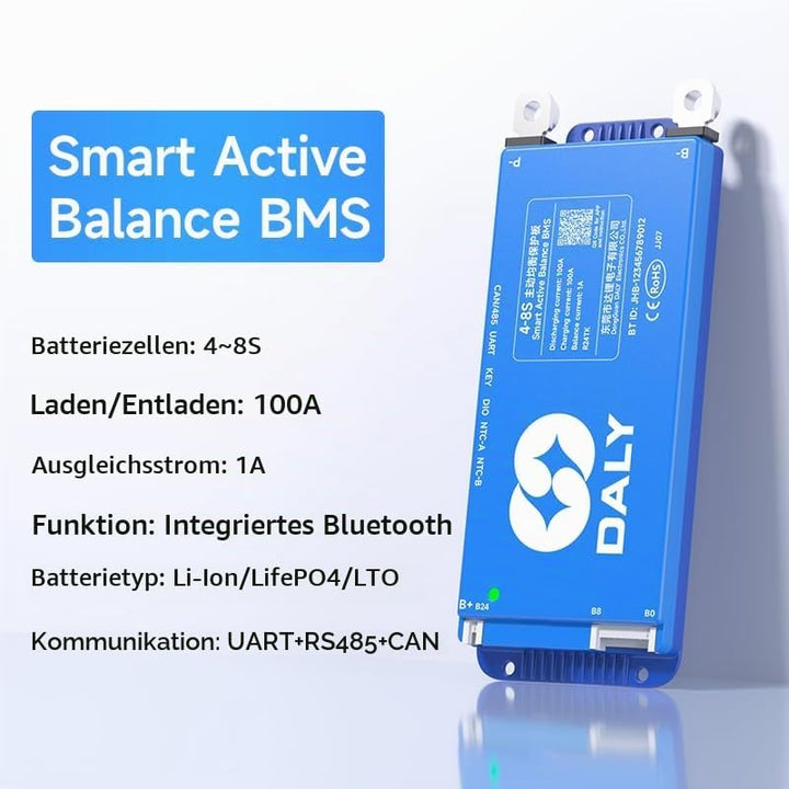 DALY BMS 100A Balance 12V bis 24V - 1A Aktiver Balancer 4S - 8S BMS Eingebautes Bluetooth RS485 CAN