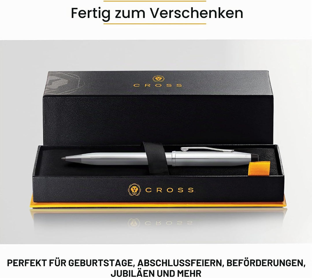 Cross Century II Kugelschreiber (Strichstäke M, Schreibfarbe: schwarz, inkl. Premium Geschenkbox) Gl
