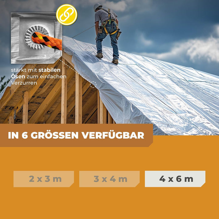 Rainexo Abdeckplane Transparent 4x6m; Stärke: 90g/m² - min. 3 Jahre UV Beständig Transparent 4 x 6 m