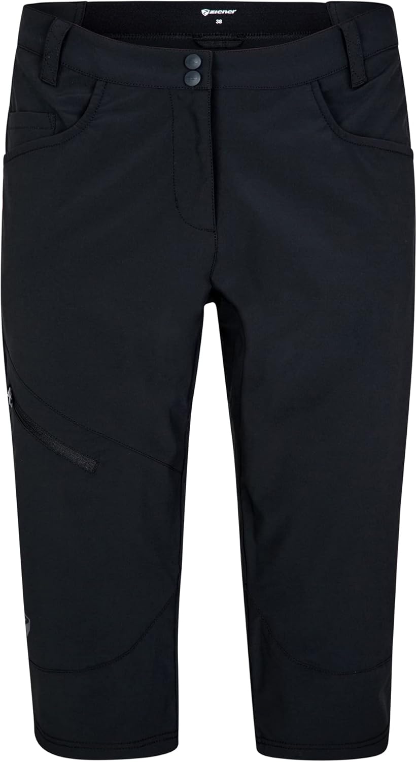 Ziener Damen Outdoor-Shorts/Rad- / Wander-Hose - atmungsaktiv,schnelltrocknend,elastisch,3/4,Knielan