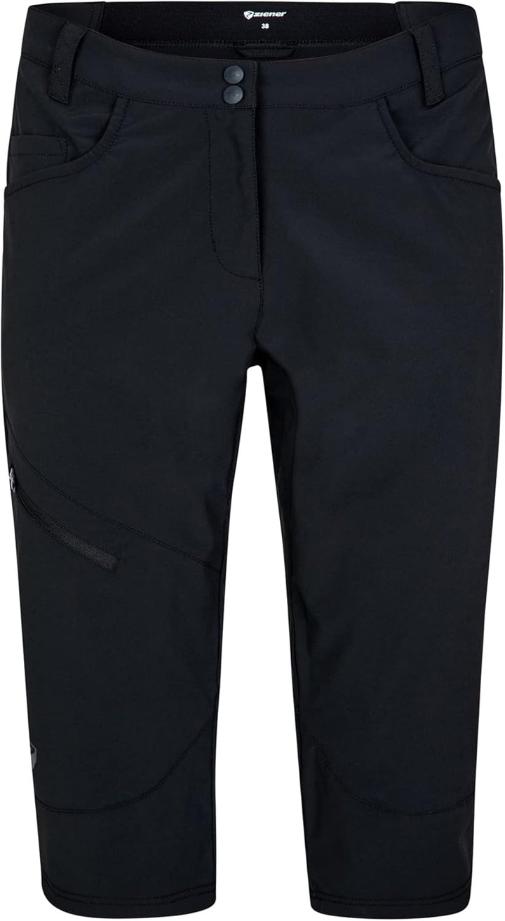 Ziener Damen Outdoor-Shorts/Rad- / Wander-Hose - atmungsaktiv,schnelltrocknend,elastisch,3/4,Knielan