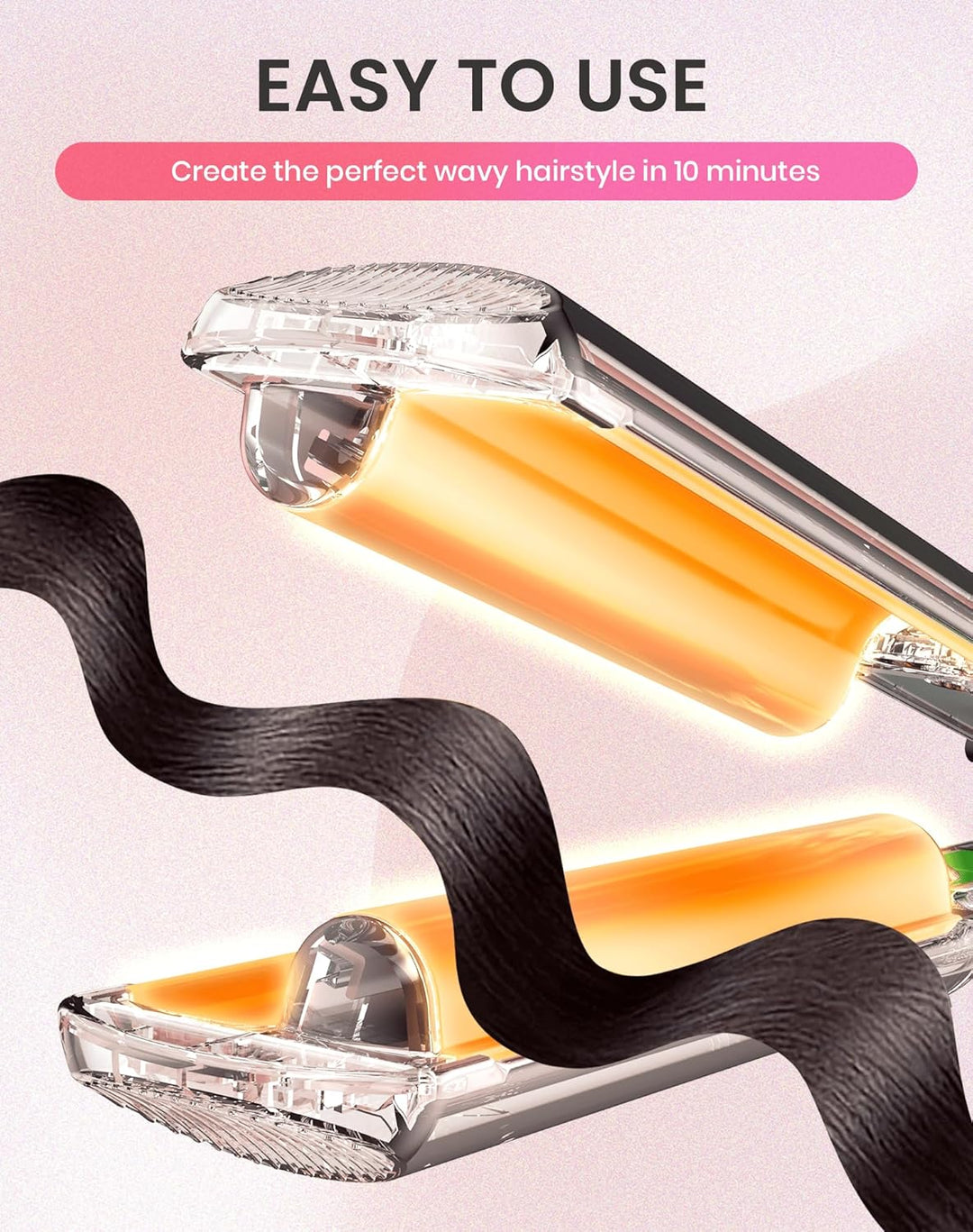 UKLISS Welleneisen, Pro Mini Welleneisen für Haare LCD-Anzeige 120-210℃, Reisegrösse Beach Waves Loc