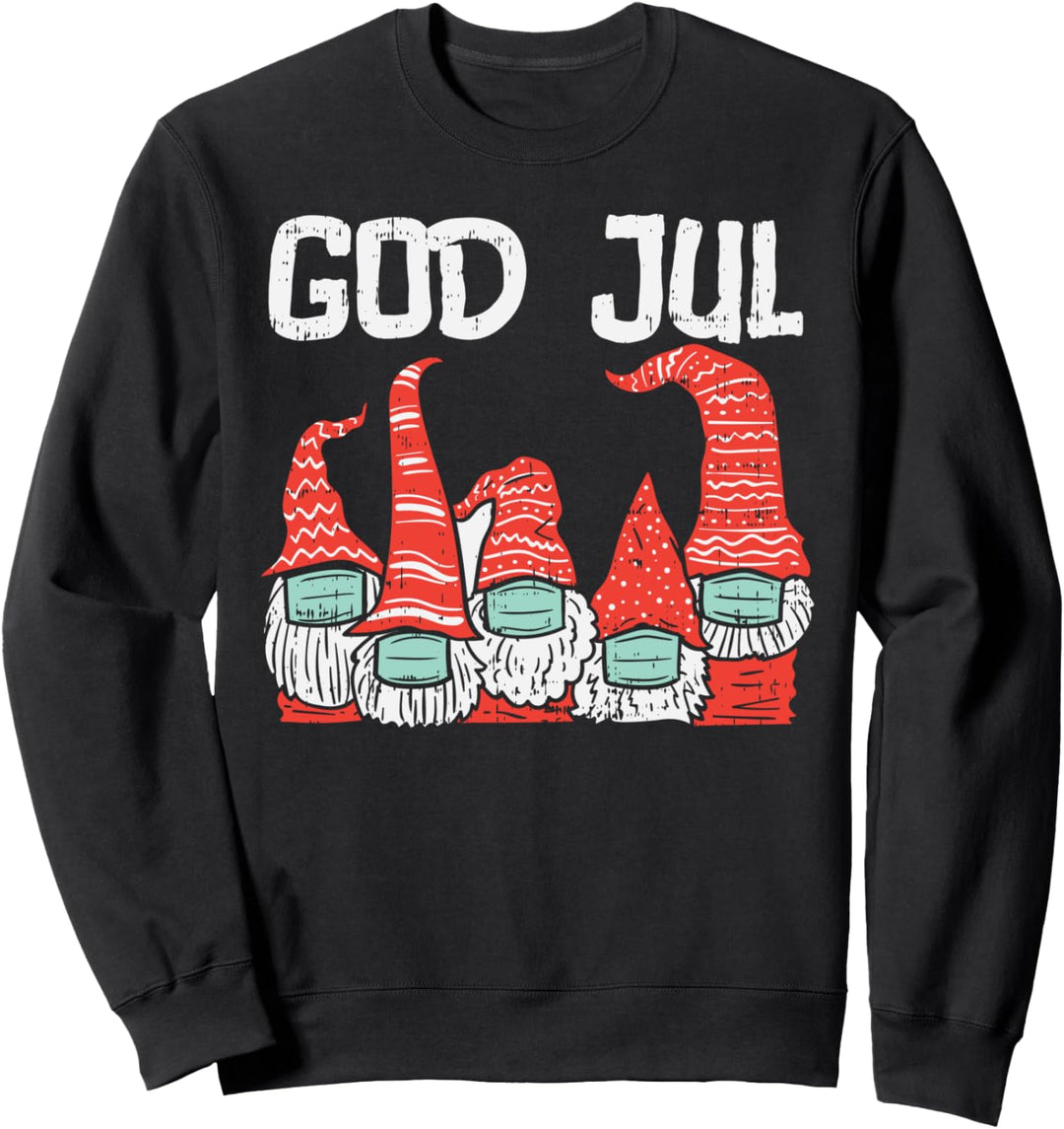 God Jul Gnomes In Mask Christmas Xmas Quarantine Pajama Gift Sweatshirt
