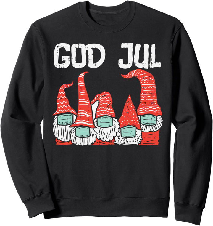 God Jul Gnomes In Mask Christmas Xmas Quarantine Pajama Gift Sweatshirt