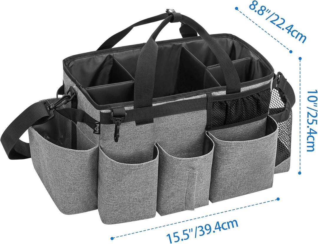 LoDrid Tote Reinigungstasche mit 4 Faltbaren Trennwänden, Tragbarer Reinigungsmittel Organizer mit S