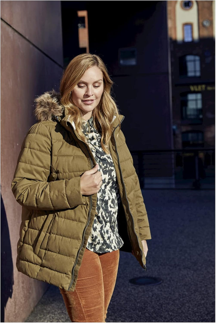STOY Damen Wmn Quilted Jckt E Jacke In Daunenoptik Mit Abzippbarer Kapuze WMN Quilted JCKT E 44 oliv