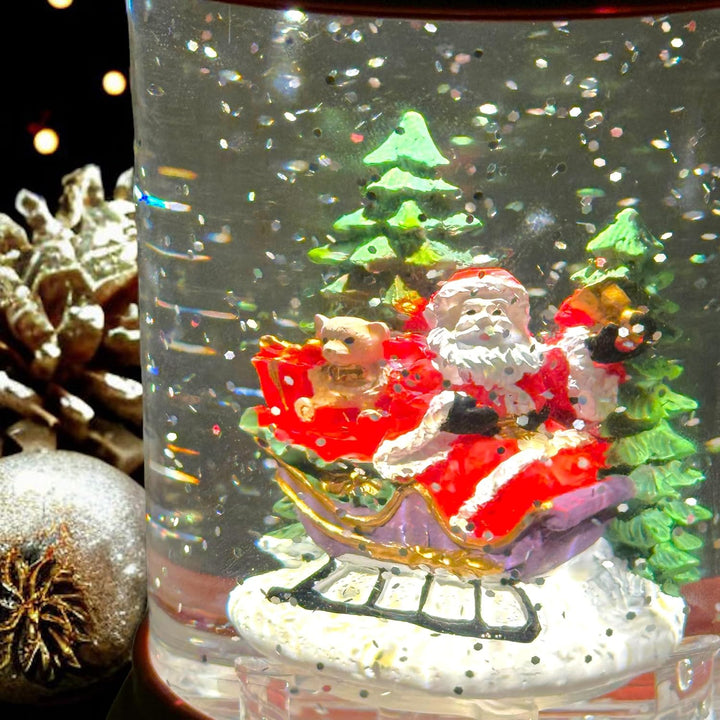 MIJOMA weihnachtliche LED Laterne Schneekugel aus Glas – Ausführung Weihnachtsmann im Schlitten, war