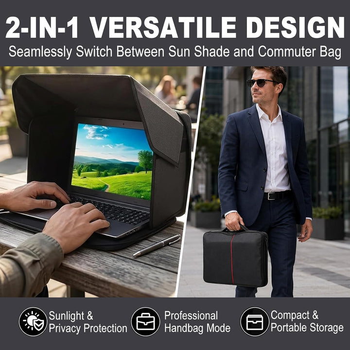 Laptop Sonnenschutz, 2-in-1 Laptoptasche Computer-Sonnenschutz Blendschutz für Arbeiten im Freien, T