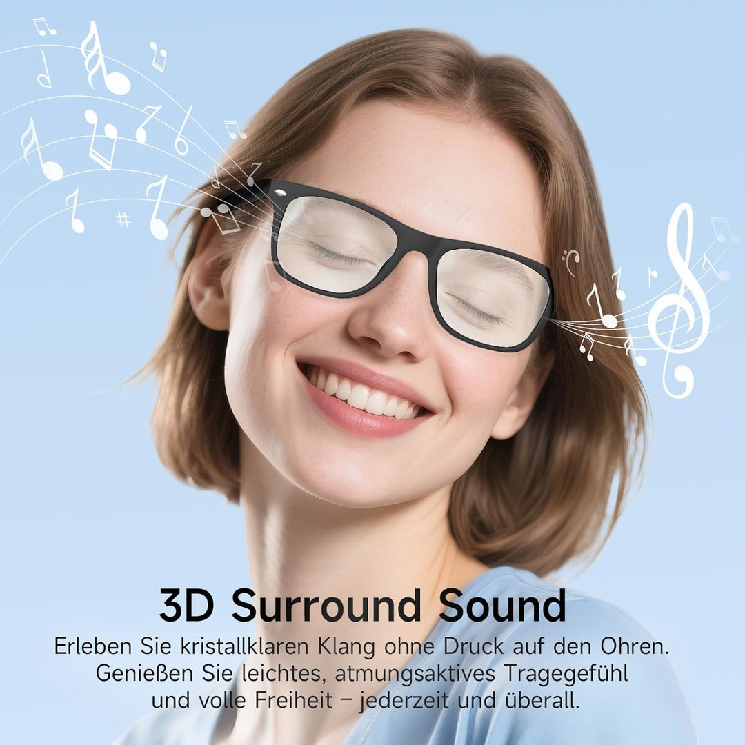 Smart Glasses Kopfhörer, Schutzbrille mit Bluetooth-Lautsprecher, UV-Schutz & Blaulichtfilter, Sprac