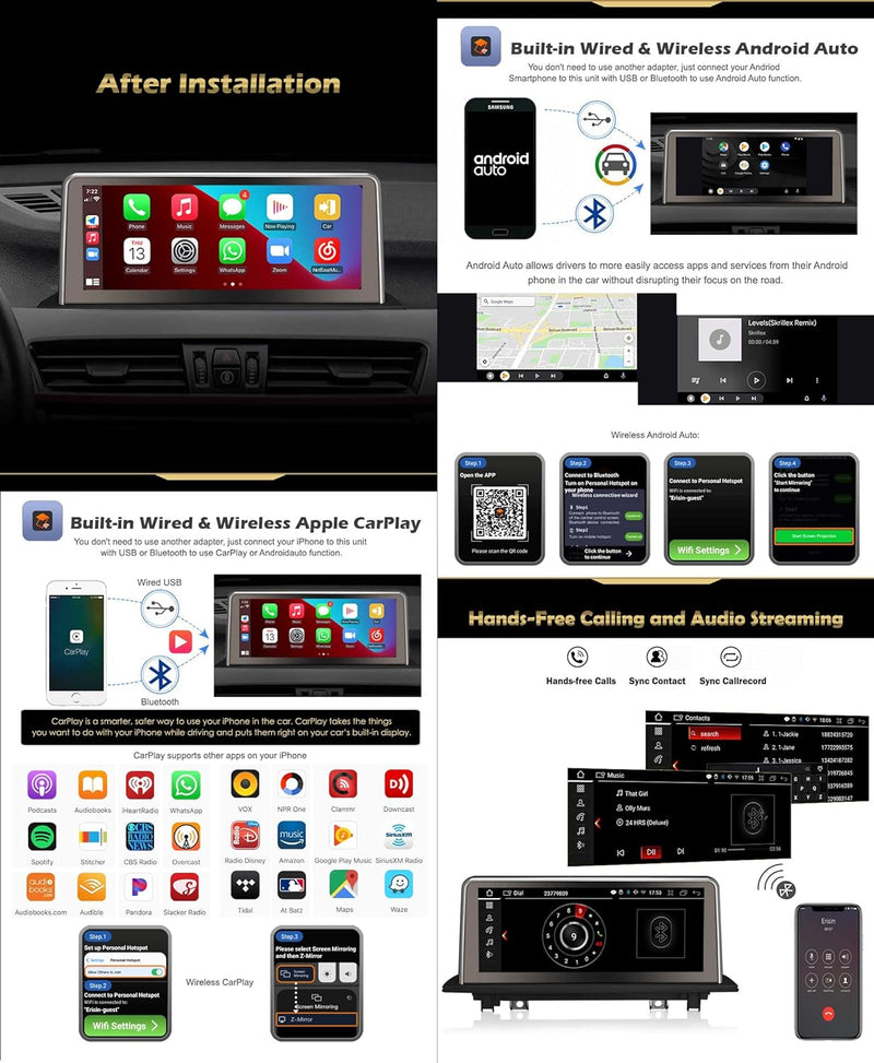 8 Core Android 12 Autoradio Navigator für BMW X1 F48 NBT Unterstützung GPS Wireless Carplay Android