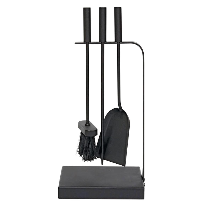JVL Belmont modernes Kaminbesteck Curve Werkzeug Set, Stahl, schwarz, 23 x 15 x 45 cm,
