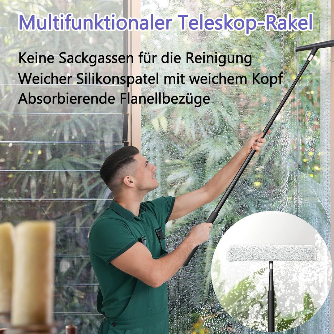 Abzieher Dusche Duschabzieher Langer Stiel Teleskopstiel 2 in 1, 30-120cm | Wasserschieber Duschabzi