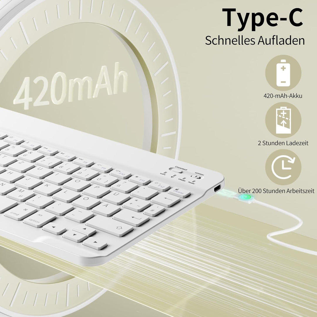 GKABXY Hülle mit Tastatur für iPad A16 11 Generation 2025/10 Generation 2022(11/10.9 Zoll), Soft TPU