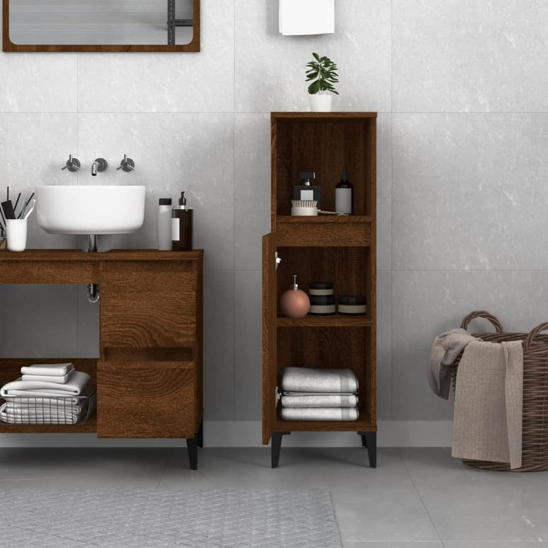 Tidyard Badezimmerschrank Mittlerer Schrank mit 1 Ablage und 2 Fächer hinter der Tür Badschrank Badr