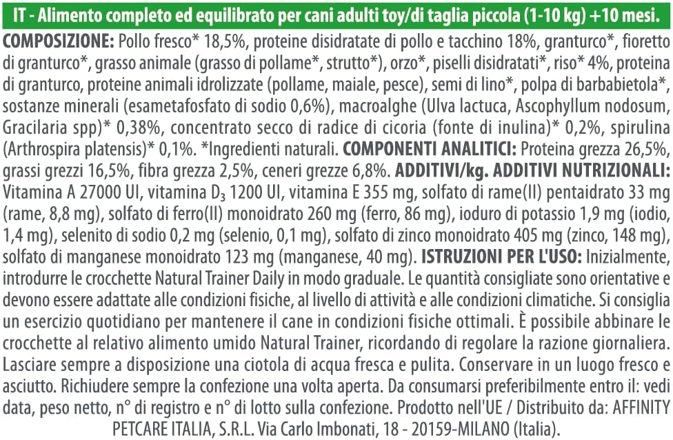 Natural Trainer Small&Toy Hundefutter für Erwachsene mit Huhn - 7 kg erwachsene 7 kg (Confezione da