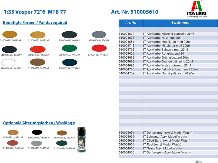 Italeri 510005610-1:35 Vosper 72''6' MTB 77