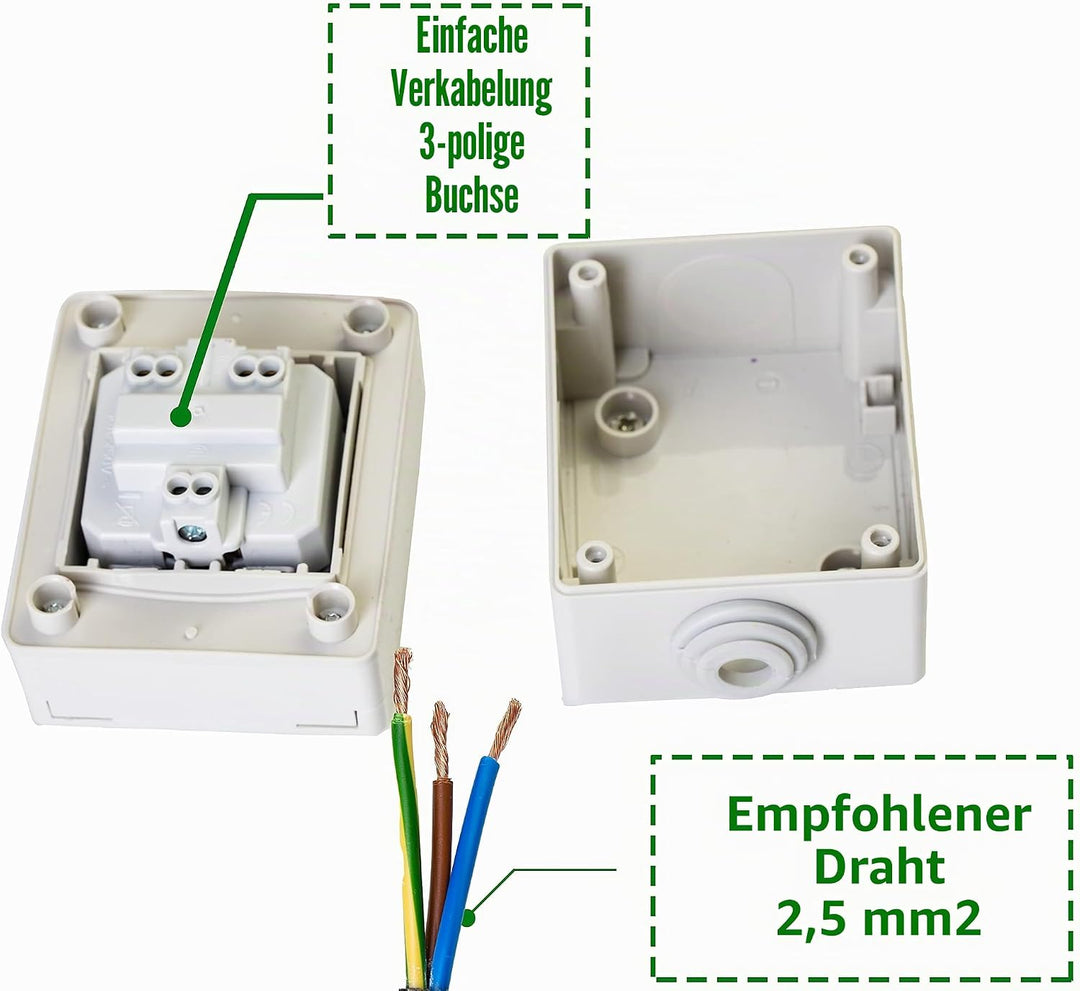 Kreainvent Steckdose für Elektroautos, 1 phasig, 16A, 3,7kW, Set Steckdose mit Wetterschutz und EV K