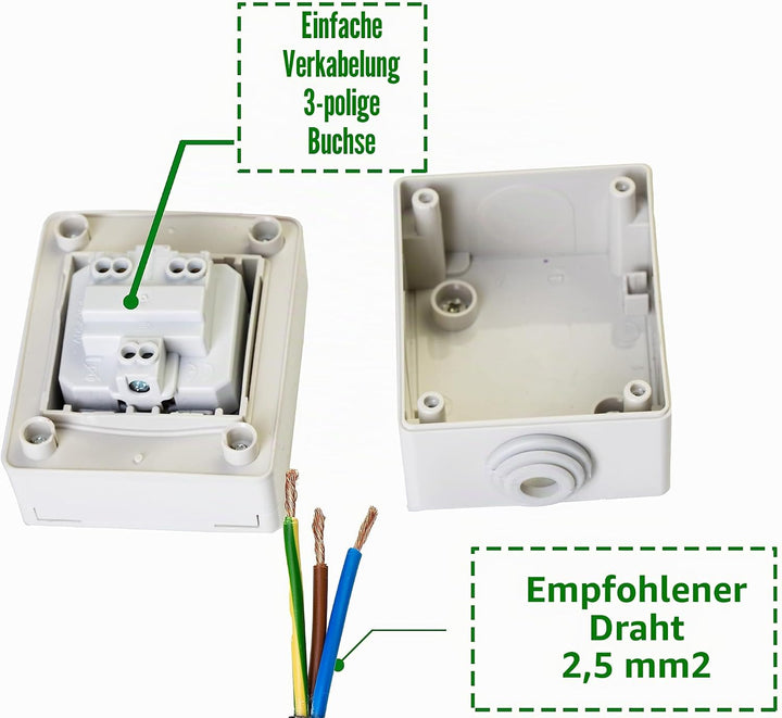 Kreainvent Steckdose für Elektroautos, 1 phasig, 16A, 3,7kW, Set Steckdose mit Wetterschutz und EV K