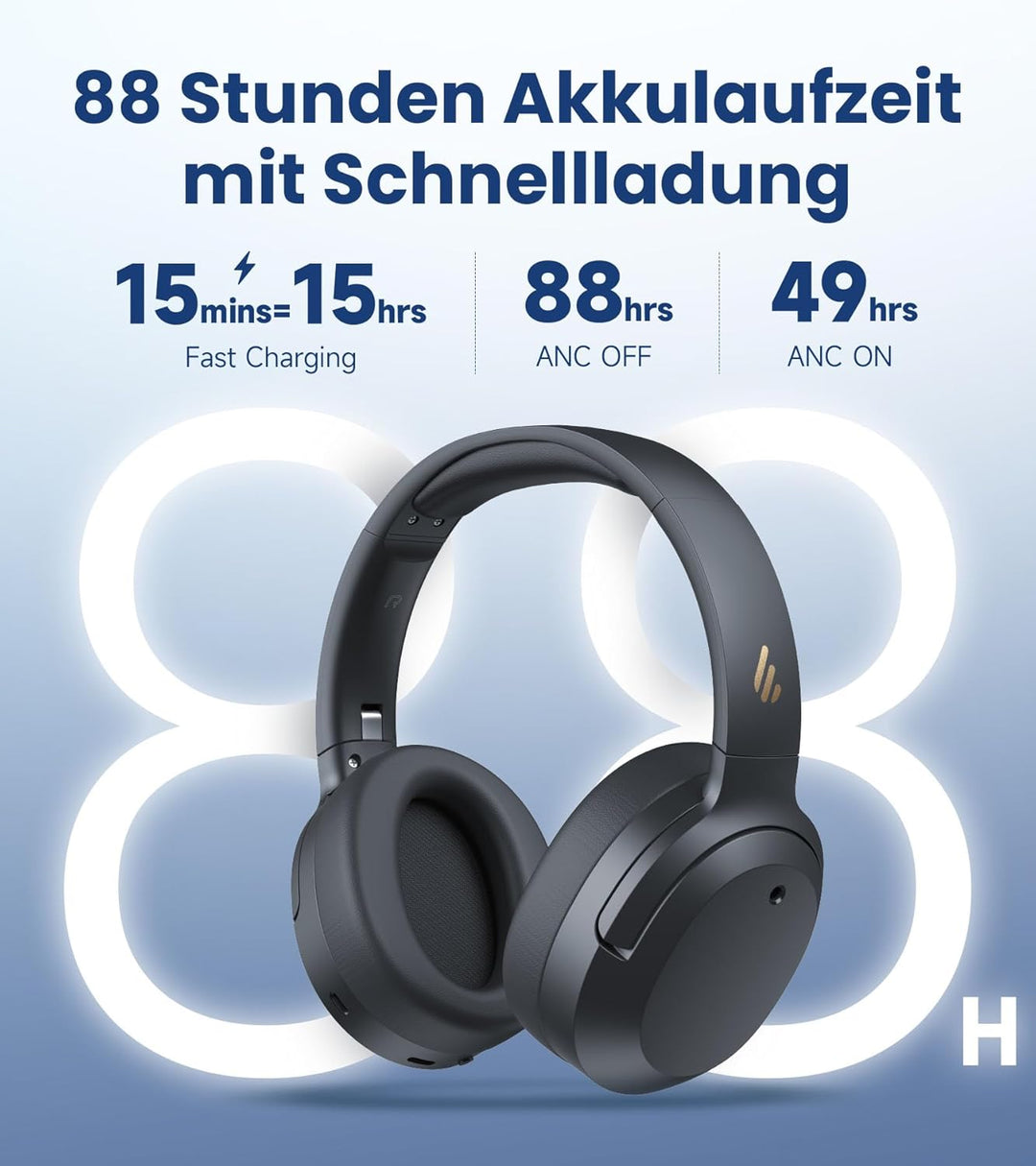 Edifier W820NB Plus Gen 2 Faltbarer Bluetooth V6.1 Over-Ear-Kopfhörer mit -49 dB Geräuschunterdrücku